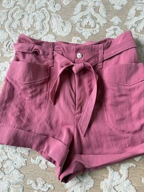 rag & bone High-Waist Tie-Belt Shorts in Dusty Rose